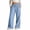 Blue, variant on Pretxorve Girls Pants Linen Loose Drawstring Wide Leg Casual Trousers