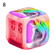 Cute Colorful Cartoon Unicorn Alarm Clocks LED Light Alarm Clock Cartoon Clock Boys Girls Alarm Clock Toys