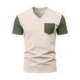 thumbnail image 6 of Fabrcox S-4XL Mens Short Sleeve Shirts Big and Tall V Neck Shirts for Men Color Block Going Out Fitness Summer Shirts Men with Pocket, 6 of 8