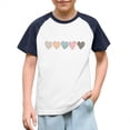 thumbnail image 5 of Girls Navy T-Shirt 4-12Y, Cute Heart & Leopard Print, Soft Polyester Spandex Raglan Sleeve Casual Tee (Size 110-170),Size 9 T, 5 of 8