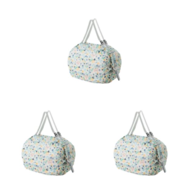 Wweixi Sac de Rangement Réutilisable Pliable Sac de Courses Écologique et Polyvalent pour Voyage Polyester Sacs de Rangement Pliables Sac à Main Fleur Bleue 3ensemble