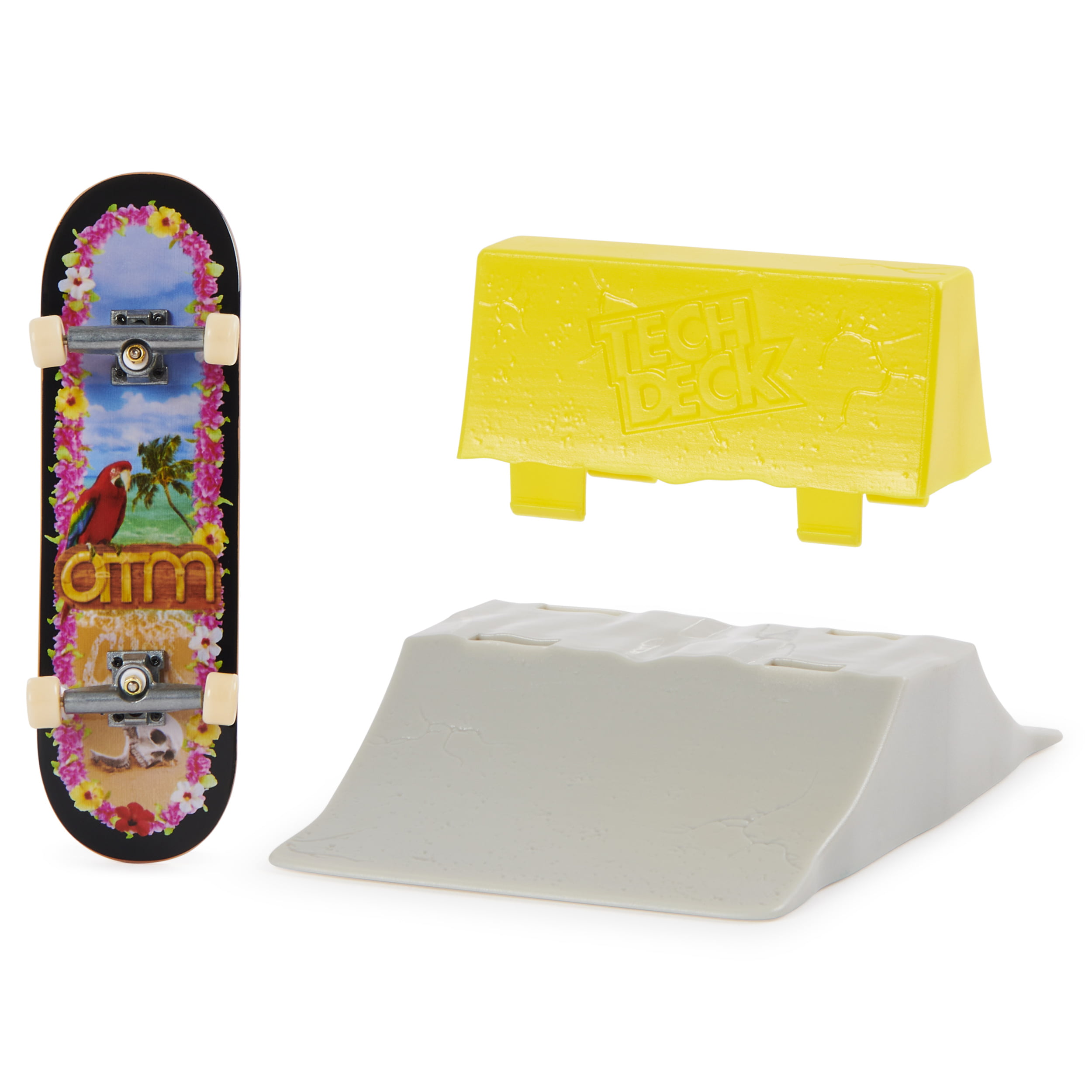 Tech Deck Flip Skateboard & Grinding/Storage Concrete Barrier 