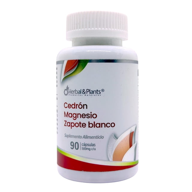 Cedrón Magnesio Zapote Blanco 90 cápsulas Herbal &Plants.