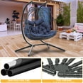 thumbnail image 4 of Dextrus Hanging Egg Chair Swing Chair with Stand Double Egg Chair 2 Person Wicker Chair Indoor Outdoor Hammock Egg Chair with Cushions 500lbs for Patio, Bedroom, Garden and Balcony, Navy Blue, 4 of 5