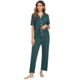 thumbnail image 4 of Ekouaer Womens Button-Down Pajama Set Soft Short Sleeve Sleepwear with Long Pants, 4 of 6