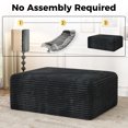 thumbnail image 6 of Large Oversized Ottoman Bench for Living Room, Extra Seating & Coffee Table for Sofa, Plush Corduroy Pouf Footrest, No Assembly Needed, Rectangle Floor Ottoman, (Black), 6 of 11