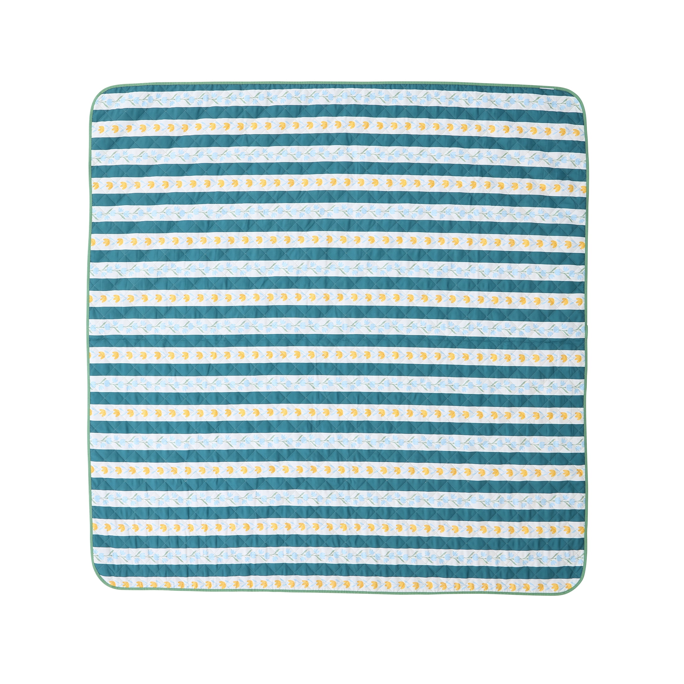 Better Homes & Gardens Sylvia Reversible Floral Outdoor Blanket Teal Stone 72 x 72
