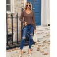thumbnail image 4 of Zeagoo Long Sleeve Shirt for Woman V-Neck T Shirt Solid Casual Basic Tops Fall Tees Summer Clothing, 4 of 8
