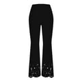 thumbnail image 6 of CQONEPT Women's Pants Bell Bottom Casual Loose High Waist Pants Fashion Trendy Lightweight Summer Trousers Black M, 6 of 6