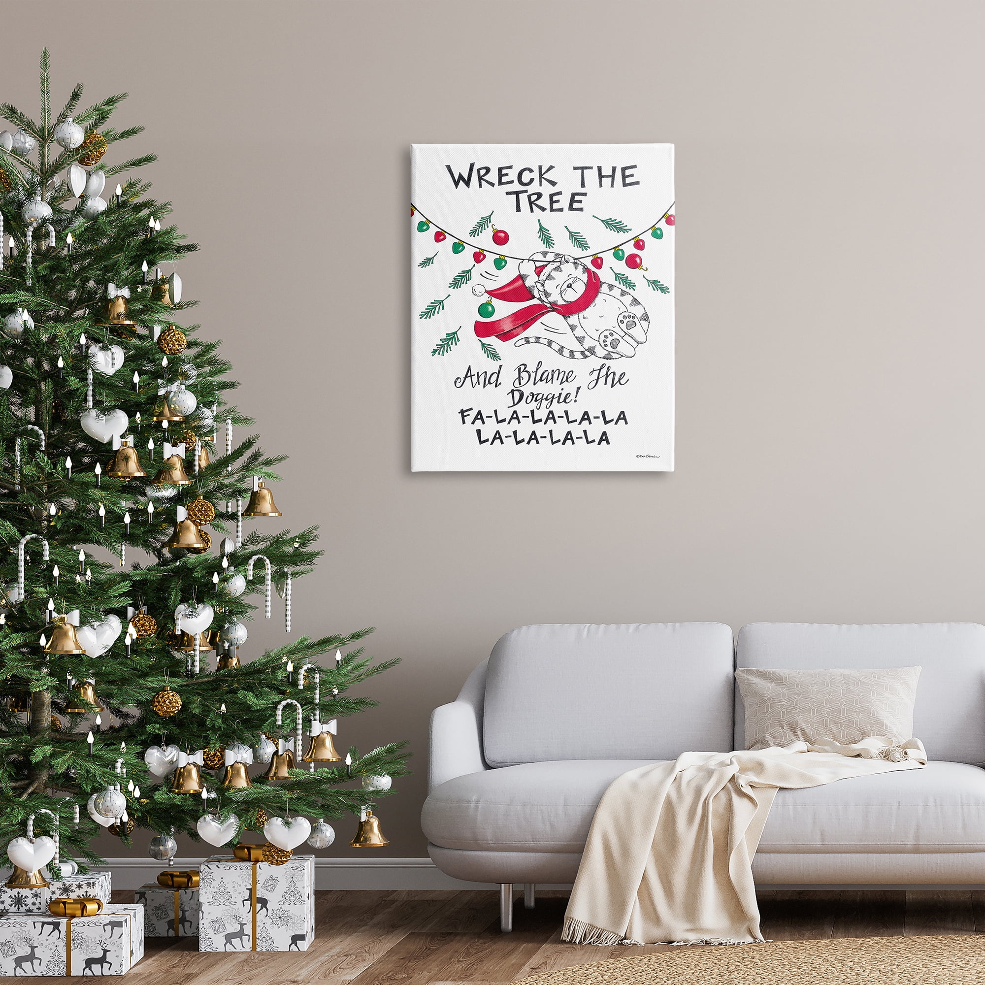 Stupell Industries Funny Pet Christmas Song Holiday Painting Gallery Wrapped Canvas Print Wall Art, 30 x 40