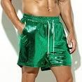 thumbnail image 5 of ZCFZJW Men's Glitter Shorts Lightweight Casual Classic Fit Drawstring Solid Color Summer Beach Shorts with Elastic Waist and Pockets Green M, 5 of 6
