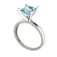 thumbnail image 2 of 2 ct Princess Cut Natural Swiss Blue Topaz Solitaire 18K White Gold Womens Engagement Ring, 2 of 5