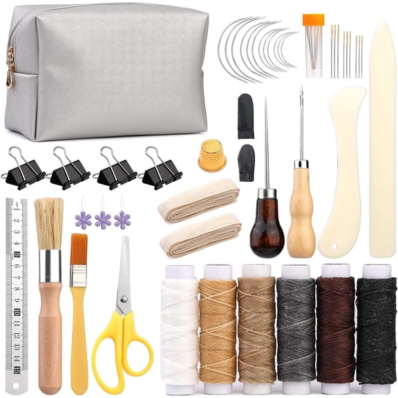 49 Pcs Hand Bookbinding Tools Bookbinding Kits for Beginners Bookbinding Supplies with Paper Awl Binding Ribbon Glue Brush and Steel Ruler for DIY Bookbinding Crafts