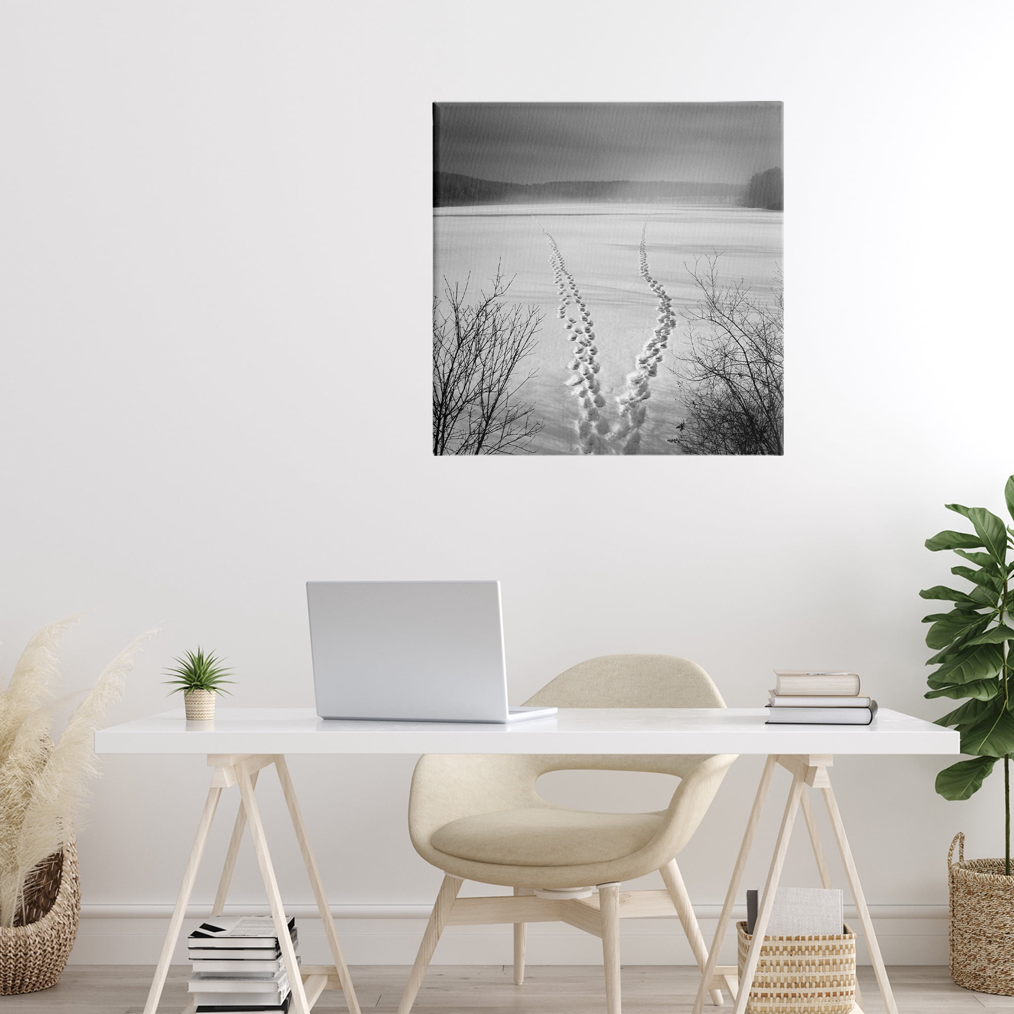 Stupell Industries Snowstep Tracks Across Frozen Lakes Canvas Wall Art, design by Chip Forelli