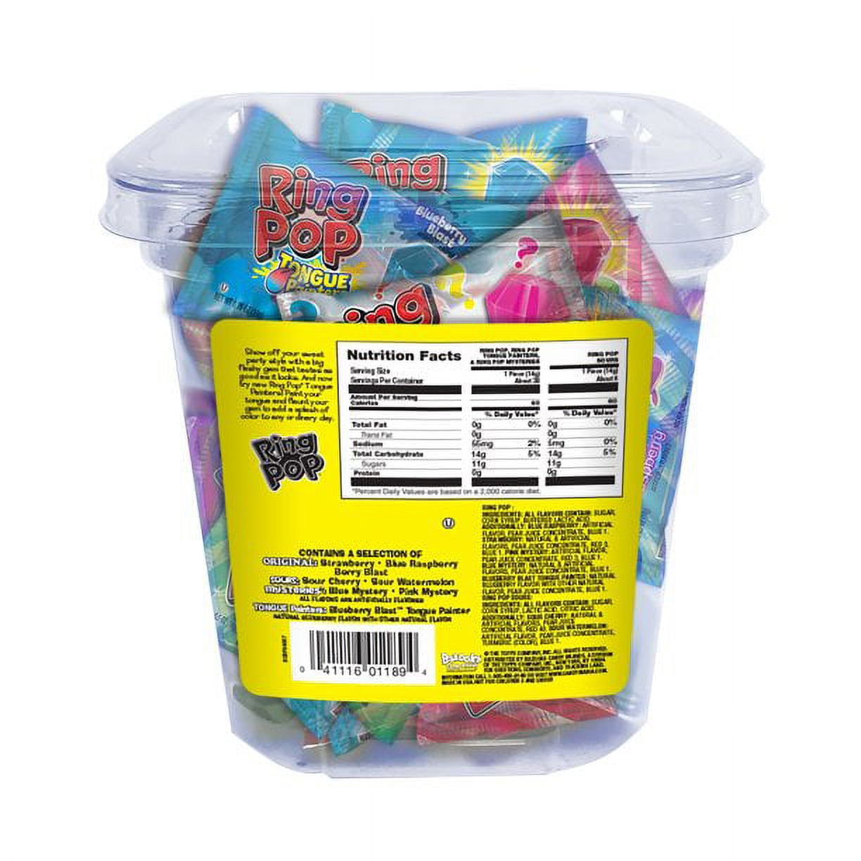 RING POP Individually Wrapped Lollipop Candy, 40 Count Bulk Tub