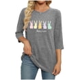 thumbnail image 4 of Mifsaly Ribbed Easter Tshirts for Women Cute Animal Graphic 3/4 Sleeve Shirts Comfortable Breathable Casual Easter Tops Tee S, 4 of 7