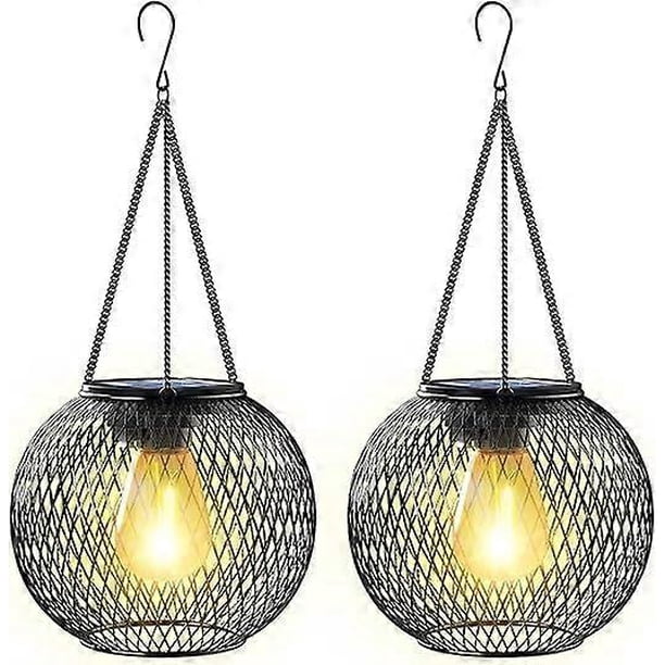 Solar Lantern, 2 Pack Outdoor Garden Solar Lantern with IP65 Waterproof Hanging Solar Light, Auto Switch Metal Yard Art Garden Light for Patio Lawn Ta