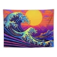 thumbnail image 5 of GOSMITH  Blacklight Tapestry Great Wave Tapestry UV Reactive Japanese Kanagawa Sunset Tapestry Vintage Ocean Wave Octopus Tapestry Wall Hanging for Bedroom Backdrop, 5 of 7