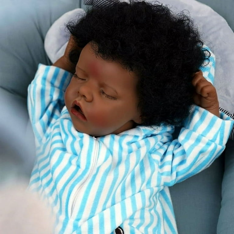 17 Reborn Baby Dolls Black African American Realistic Newborn Baby Dolls  Soft Vinyl Dolls Full Body for Age 3+ 