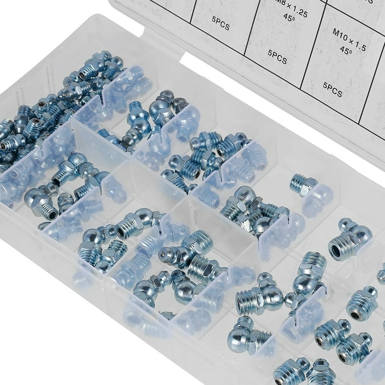 Austok 110 Pcs Grease Nipple Fittings Assortment Kit Straight 45