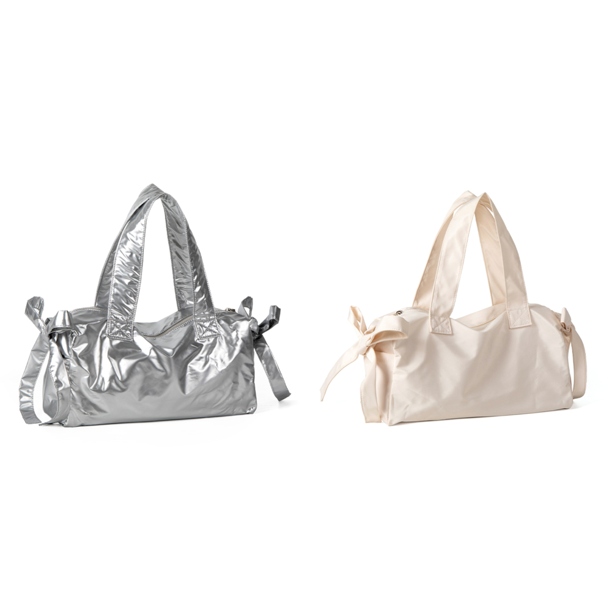 Lindo Bolso Hombro Con Lazo Mano Nailon para Las Axilas Mujer (plata)