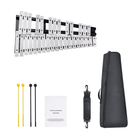 32 Note Glockenspiel Xylophone Bell Kit with Mallets Drum Sticks and Carrying Bag Professional Percussion Instrument Set for Adults and Students