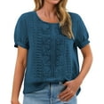 thumbnail image 3 of Endives Women's Cotton Linen T-Shirts Solid Color Pleated Shirts T Shirts, 3 of 8