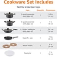 thumbnail image 3 of 10-Piece Hard Anodized Non-stick Stackable Cookware Set, Oven Safe, Dishwasher Safe, Stay-Cool Handles, Space Saving, Black, 3 of 6