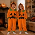 thumbnail image 2 of BOOMNY Halloween Toddler Girls Flannel Romper Hallowmas Pumpkin Face Graphic Long Sleeve Hooded Jumpsuits for Kids Soft Warm One Piece Fuzzy Jumpsuit, 2 of 6