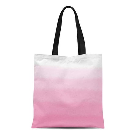 SIDONKU Canvas Tote Bag Colorful Dip Pink Ombre Watercolor Dye Watercolour Color Abstract Durable Reusable Shopping Shoulder Grocery