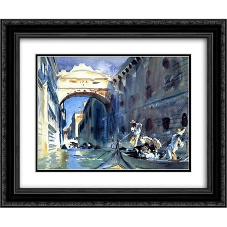 John Singer Sargent 2x Matted 24x20 Black Ornate Framed Art Print 'Bridge of Sighs'