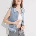 thumbnail image 4 of LYMAYTER Womens Denim Vest Sleeveless Button Cowboy Jacket Oversized Classic Casual Waistcoat S-6XL, 4 of 10