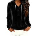 thumbnail image 2 of MLCDZ Womens Velour Hoodies Casual Loose Fit Button Hooded Long Sleeves Drawstring Sweatshirt Lightweight Breathable Golf Camping Pullovers, 2 of 8