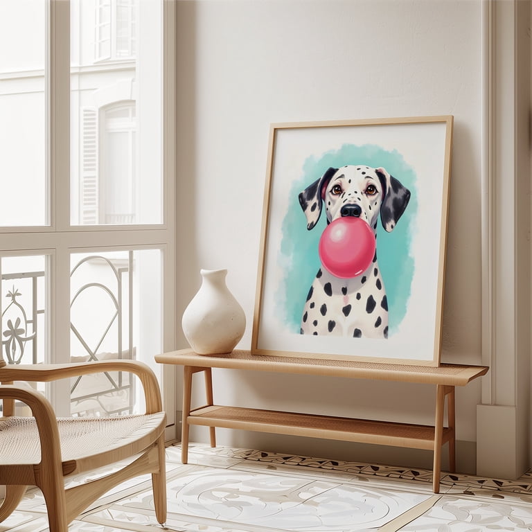 Bubble Gum Dalmatian - Painting Dog Whimsical Pop Art Animal Humor