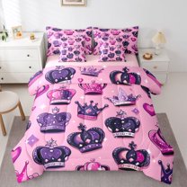 Castle Fairy Queen And King Crown Bedding Comforter Set,Dreamy Princess Full Bedding Set