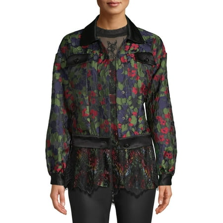 Sui by Anna Sui Women's Floral Satin Jacquard Jacket