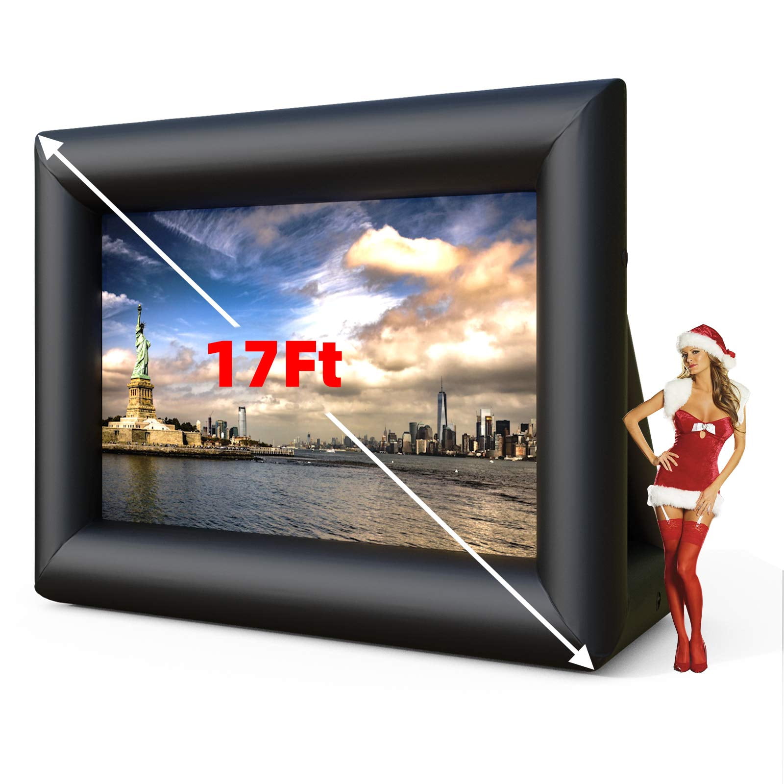 Blower Inflatable Movie Screen 17FT Projection Screen with Bag Nurxiovo 17ft Inflatable Movie Projector Screen Outdoor Stakes for Outdoor Backyard Movie Parties Pool Lawn Event Strings 