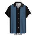 thumbnail image 4 of Men's Vintage Bowling Shirt Short Sleeve Button Down Summer Cuba Beach Shirts Royal Blue 4XL, 4 of 4
