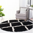 thumbnail image 2 of SAFAVIEH Dallas Logan Geometric Shag Area Rug, Black/Ivory, 6' x 6' Round, 2 of 8