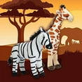 Plush Safari Animals Set: Lion, Elephant, Zebra, Giraffe – Realistic ...