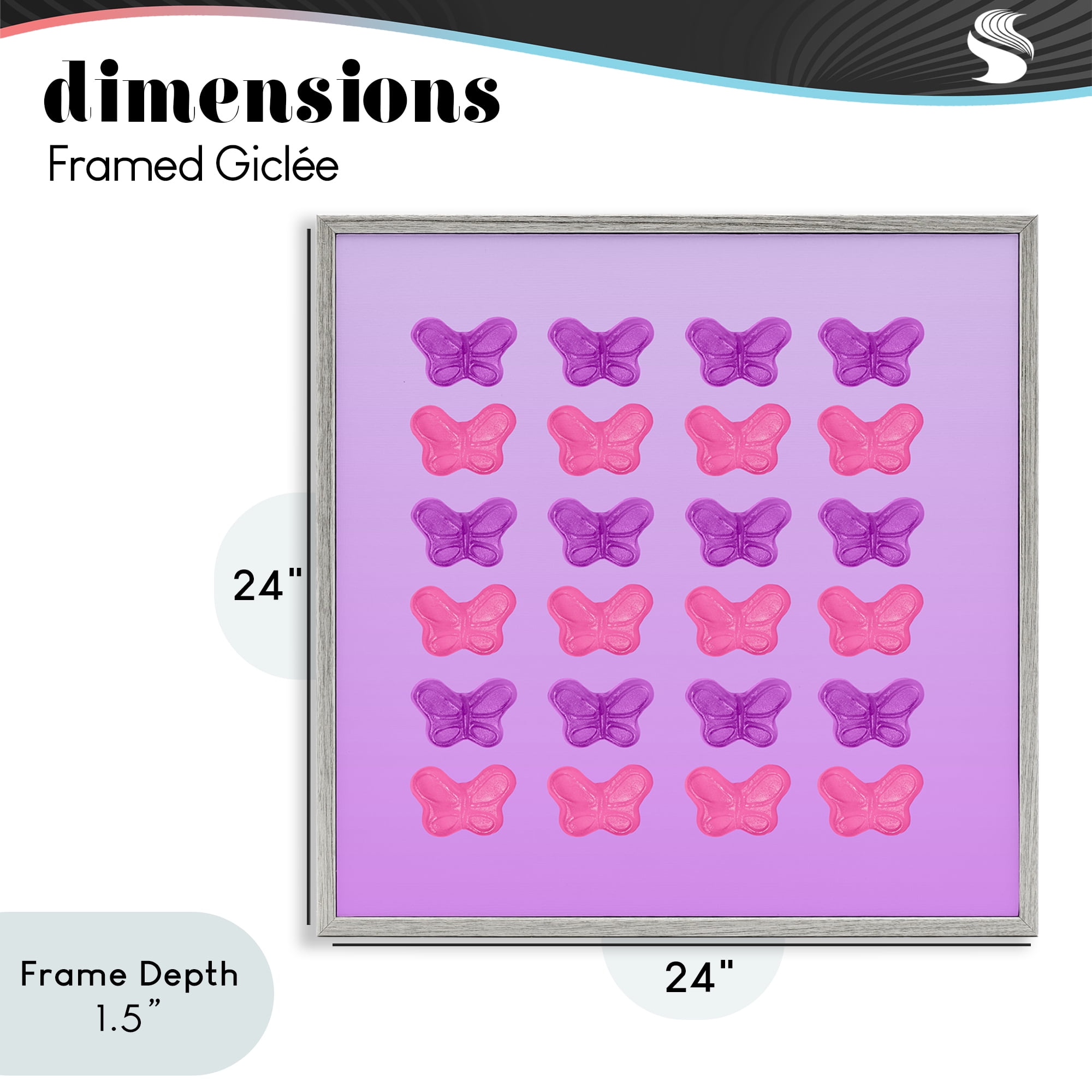 Stupell Industries Purple & Pink Butterfly Candies Gray Framed Giclee Art, design by LISH Creative