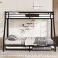thumbnail image 3 of Black Metal Bunk Bed Twin XL over Queen with Twin Trundle, Triple Sleeping Solution for Bedroom or Guest Room, 3 of 13