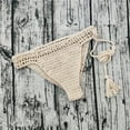 thumbnail image 3 of JIAYUE Womens Bohemian Swimwear Ladies Summer Hollow Crochet Bikini Briefs Solid Color Side Tie Bathing Suit Lined Knitted Beach Swim Bottoms, 3 of 3