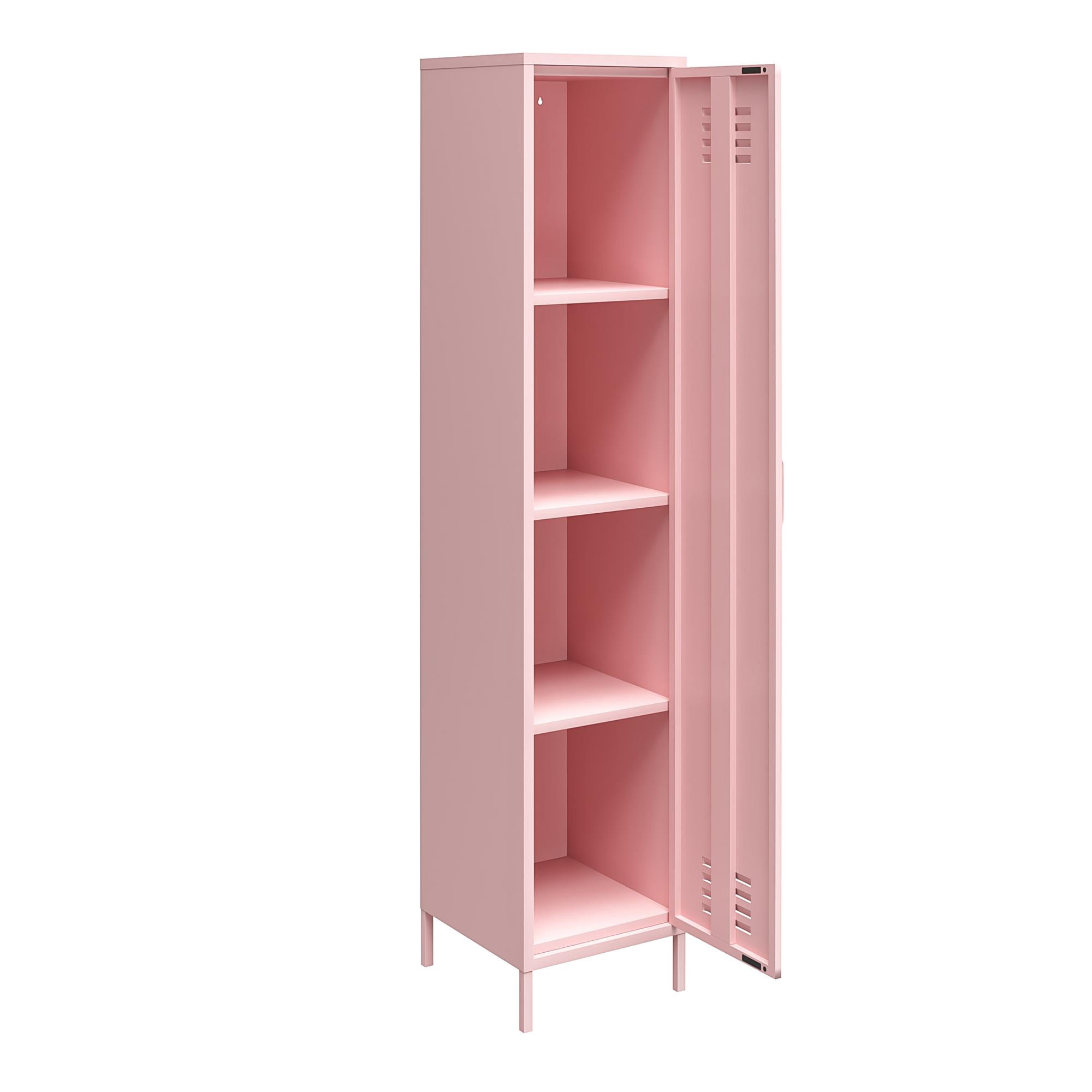 Novogratz Cache 1-Door Tall Single Metal Locker Style Storage Cabinet, Bashful Pink