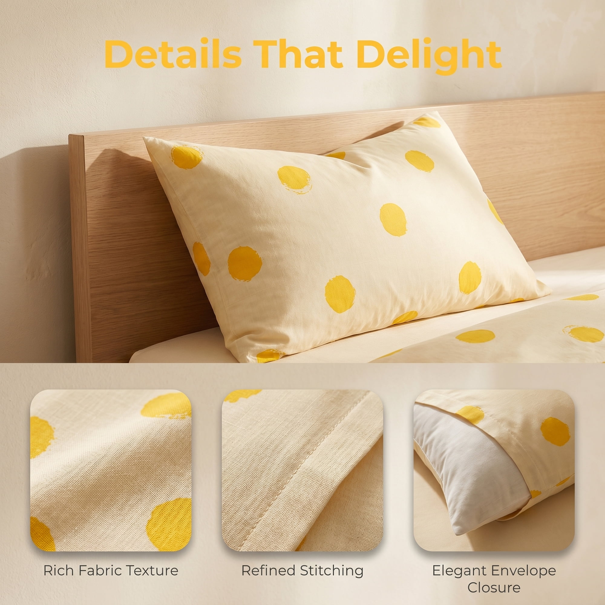 Unique Bargains 2 Pcs Cotton Pillowcase Cooling Envelope Closure Wrinkle Resistant Yellow