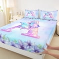 thumbnail image 3 of Homewish Aesthetic Letter A Queen Sheet Sets for Kids, Blue Kawaii Butterfly Flat Sheet, Fairy Tale Princess Style Queen Fitted Sheet, Breathable Home Decor, 4pcs, 3 of 7