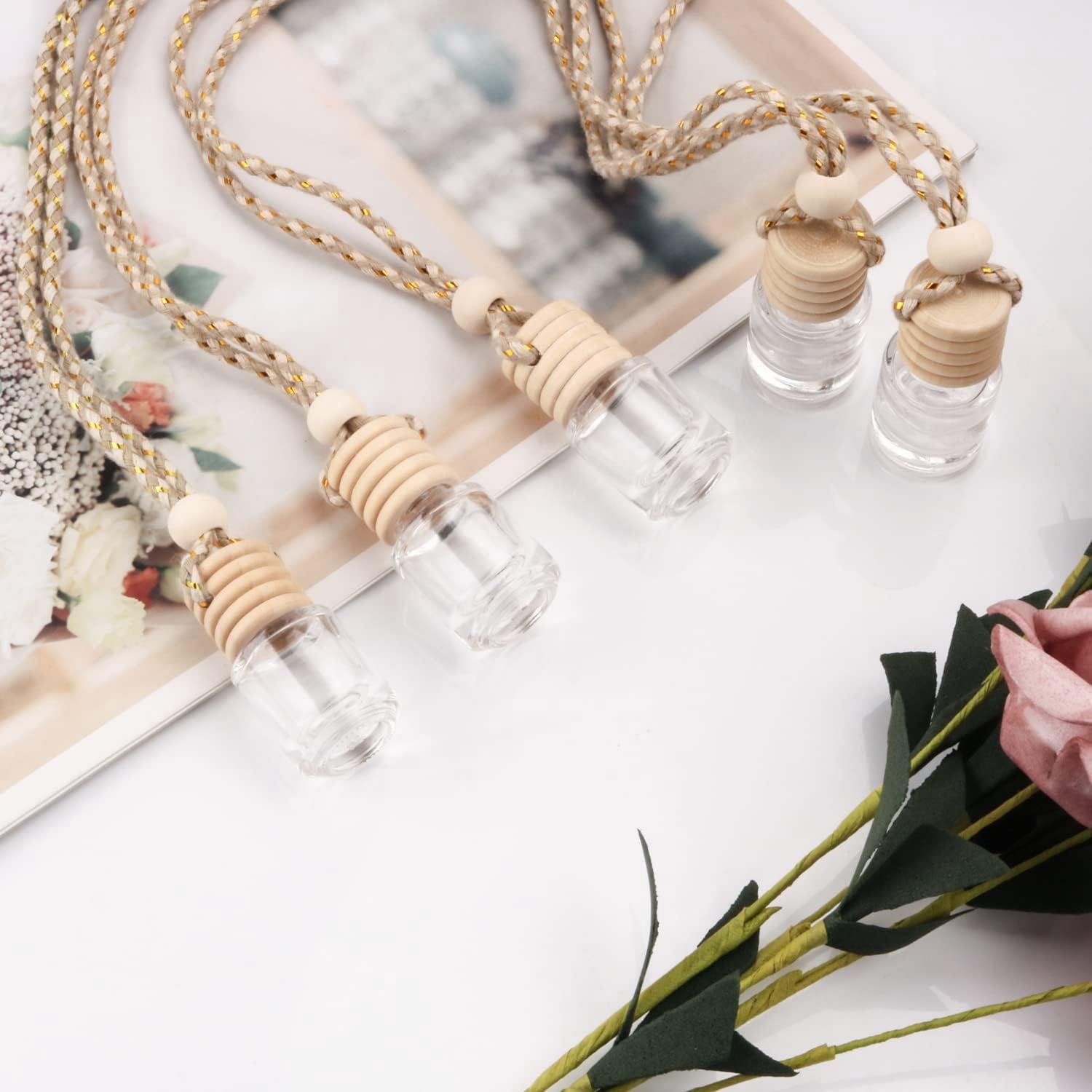 20-pack 5 car hanging perfume bottles car air freshener diffuser bottles aromatherapy essential oil fragrance diffuser car decorations