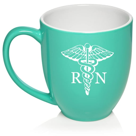 RN Registered Nurse Ceramic Coffee Mug Tea Cup Gift for Her, Him, Brother, Sister, Wife, Boyfriend, Girlfriend, Husband, Friend, Family, Coworker, Birthday, Housewarming, Mom, Dad (16oz Teal)