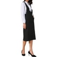 thumbnail image 4 of Women Pinafore Dress Stretchy Sleeveless V Neck A-Line Overalls Jumper Dresses with Pockets XS Black, 4 of 6