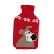 thumbnail image 5 of Bolsa de agua caliente de goma grande de 1 litro, cubierta tejida, bolsa de agua caliente para aliviar el dolor, calentar el cuerpo, perro rojo, 5 of 14